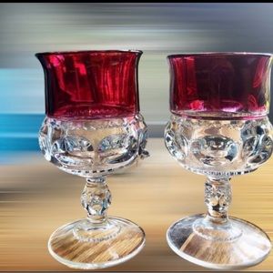 Vintage King’s Crown Indiana Glass Water Goblets